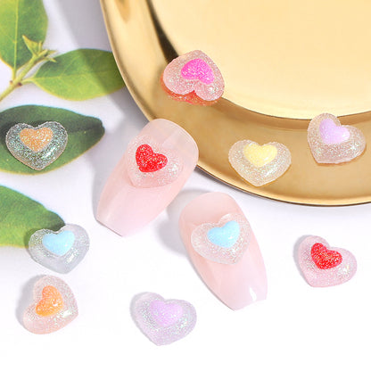 Hearts Glitter Nail Charms 50 PCS