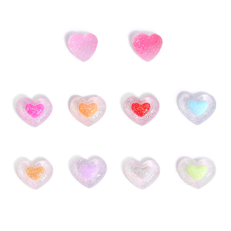 Hearts Glitter Nail Charms 50 PCS