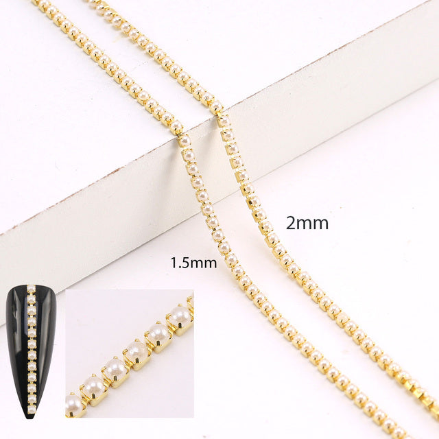 Wire Jewelry Nail Art Pearls And Rhinestones 2mm ND02