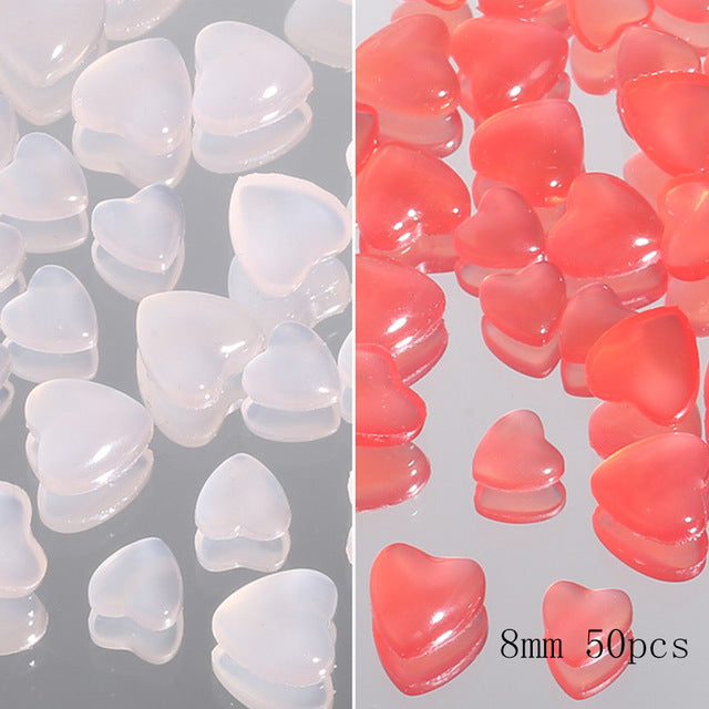 Breloques réfléchissantes pour ongles en forme de cœur, 50 pièces