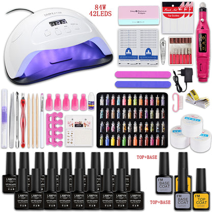 Manicure Set And Nail Lamp With 48 Colors Glass Bottle Nail Art LN 1