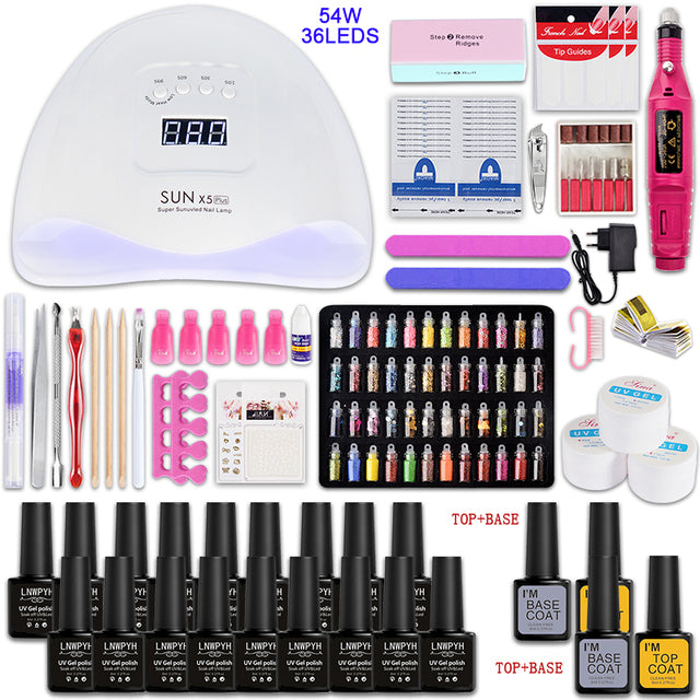 Manicure Set And Nail Lamp With 48 Colors Glass Bottle Nail Art LN 9