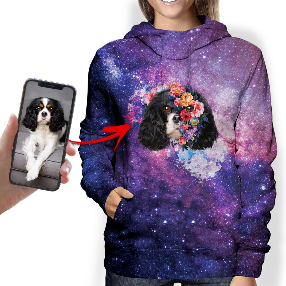 Schöne Blumen – personalisierter Kapuzenpullover mit dem Foto Ihres Haustiers V2