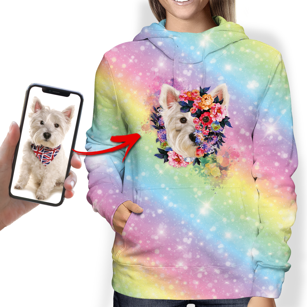 Schöne Blumen – personalisierter Kapuzenpullover mit dem Foto Ihres Haustiers V2