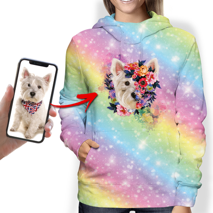 Schöne Blumen – personalisierter Kapuzenpullover mit dem Foto Ihres Haustiers V2