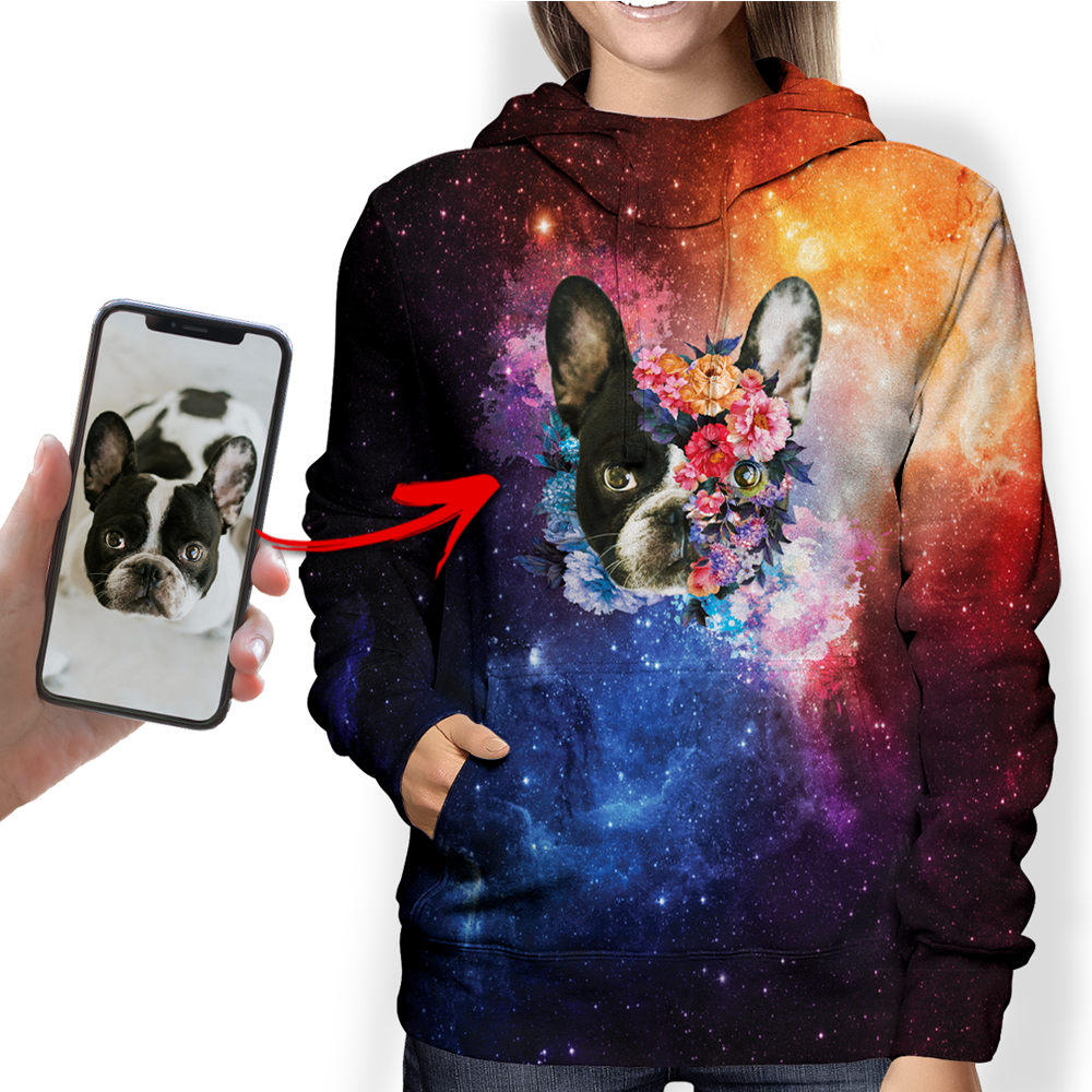 Schöne Blumen – personalisierter Kapuzenpullover mit dem Foto Ihres Haustiers V2